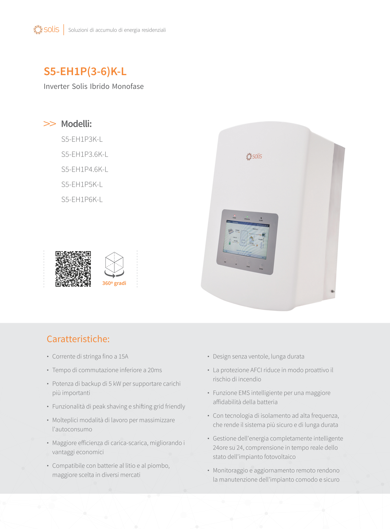 Inverter ibrido monofase 3 KW Solis