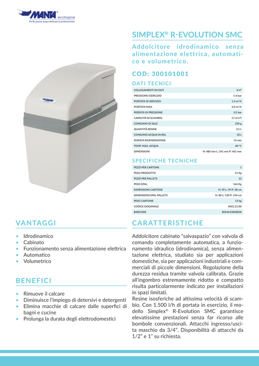 ADDOLCITORE IDRODINAMICO SIMPLEX R-EVOLUTION 330/SMC