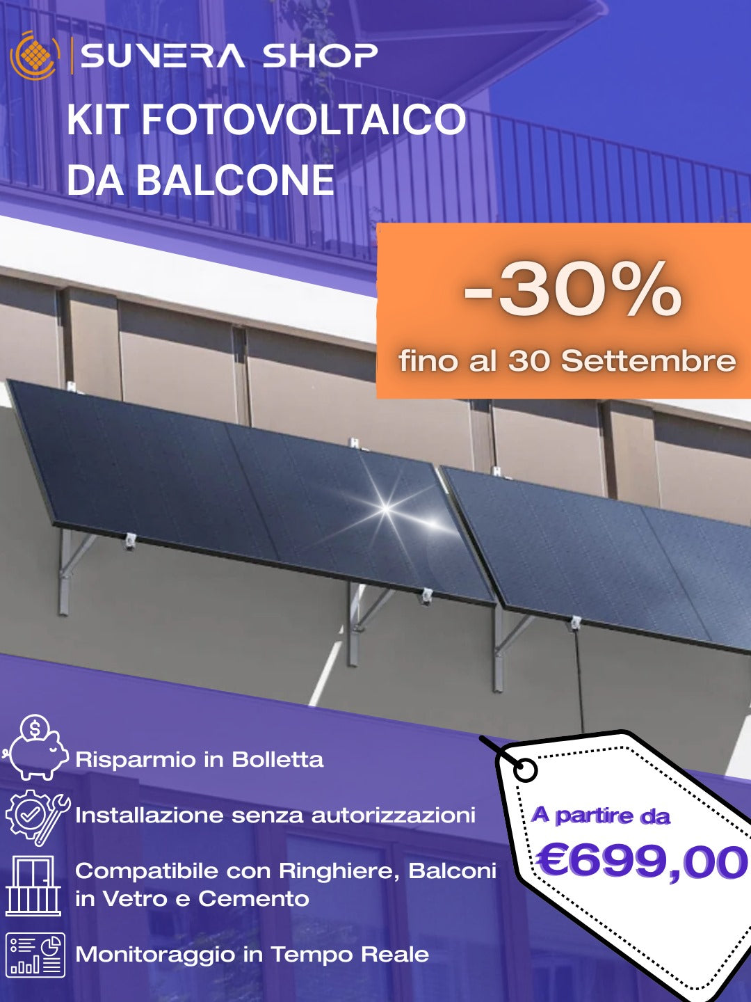 Kit Fotovoltaico da Balcone